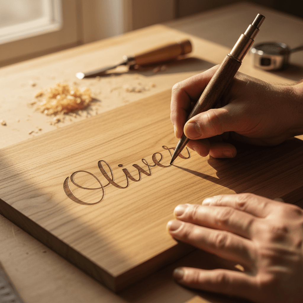 Custom engraved wooden plaque with award lettering