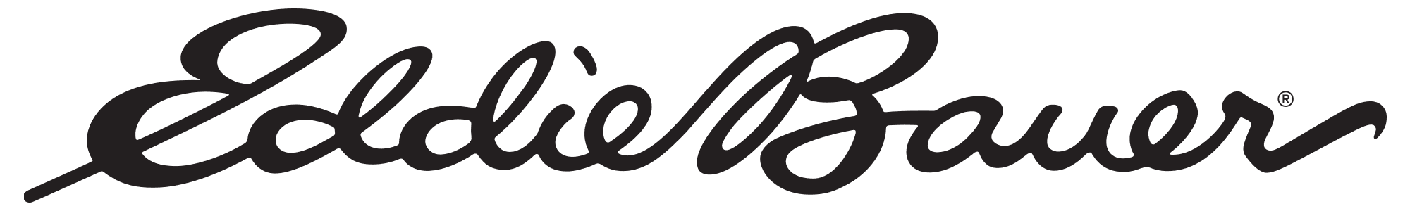 Eddie Bauer logo featuring the brand name in a bold, black cursive script font.